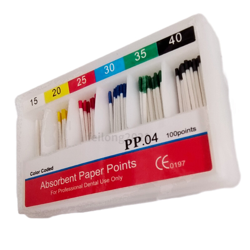Dental Root Canal Absorbent Paper Points Color Coded Taper .04 #15-40