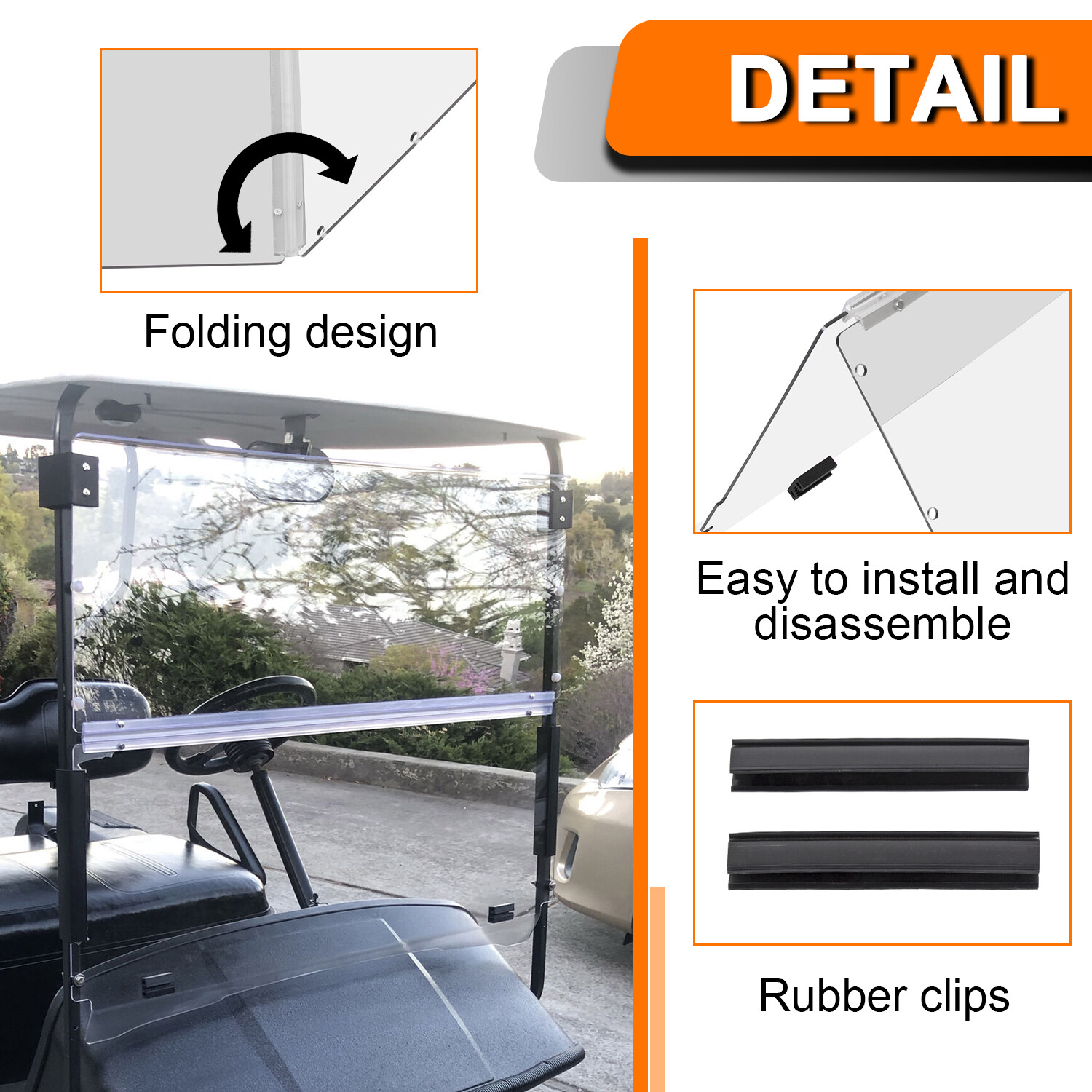 For 1994-2014 EZGO TXT & Medalist Folding Fold Golf Cart Clear Windshield