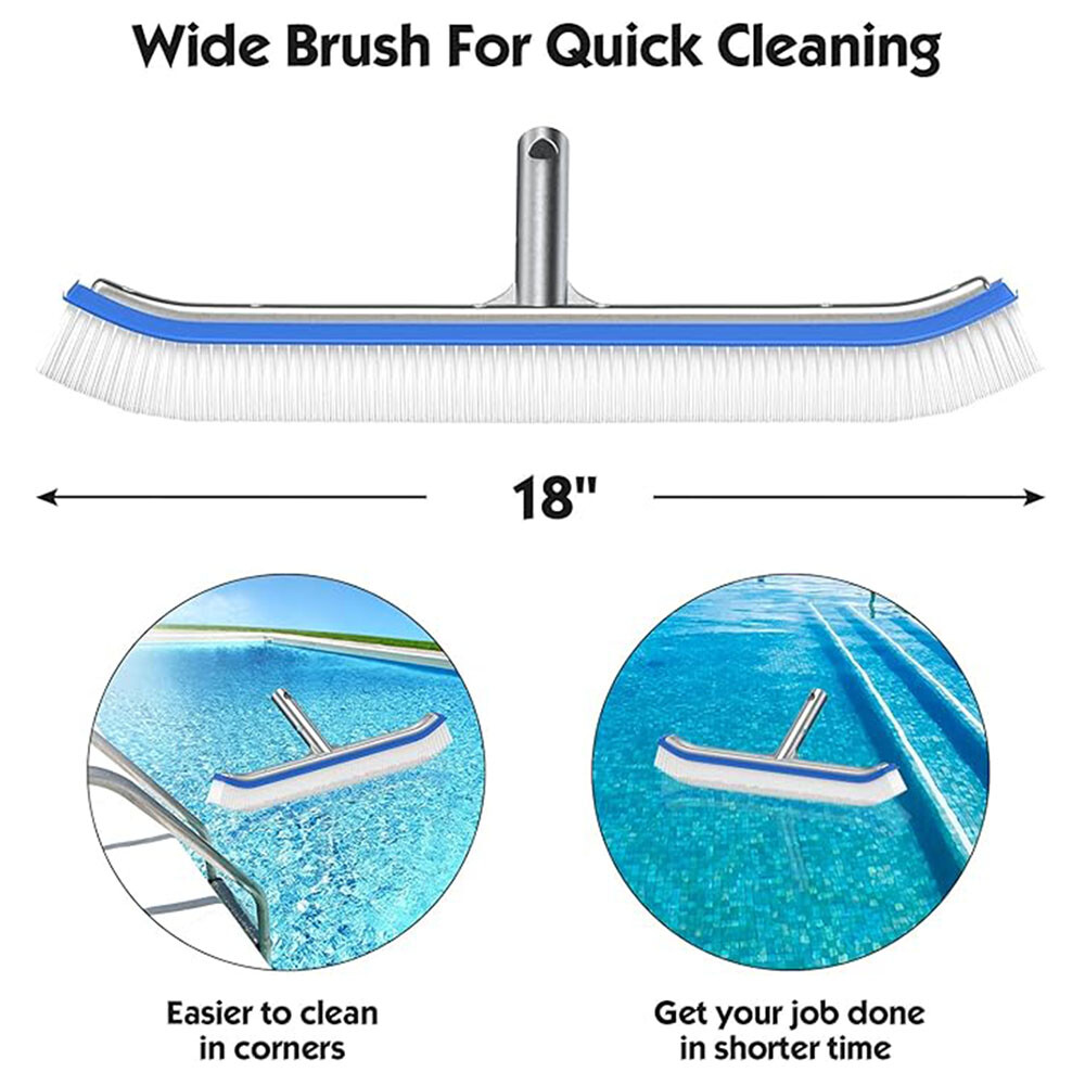 18" Multi-Surface Pool Brush - Cleans Corners, Steps, Walls - Durable & Strong