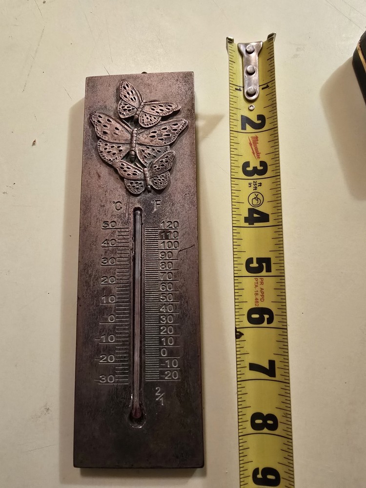 Solid Coper Buterfly Thermometer