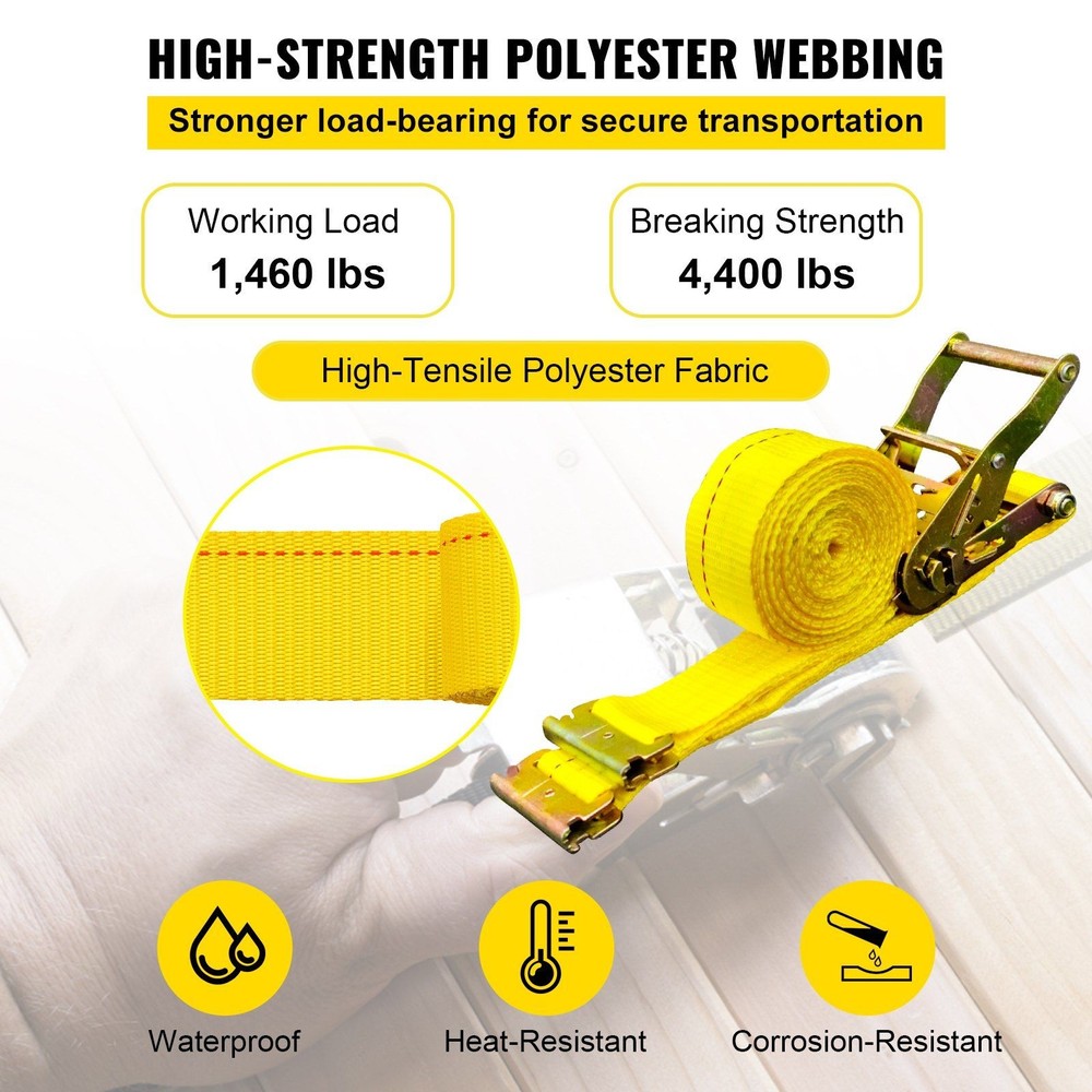 4400lb 2x15ft Polyester E Track Ratchet Strap 18PCS with Spring Fitting