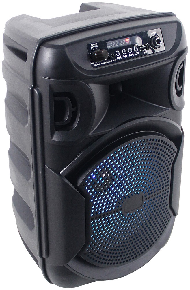 Technical Pro BOOM8 Portable Rechargeable 8" LED Party Speaker w/Bluetooth/USB