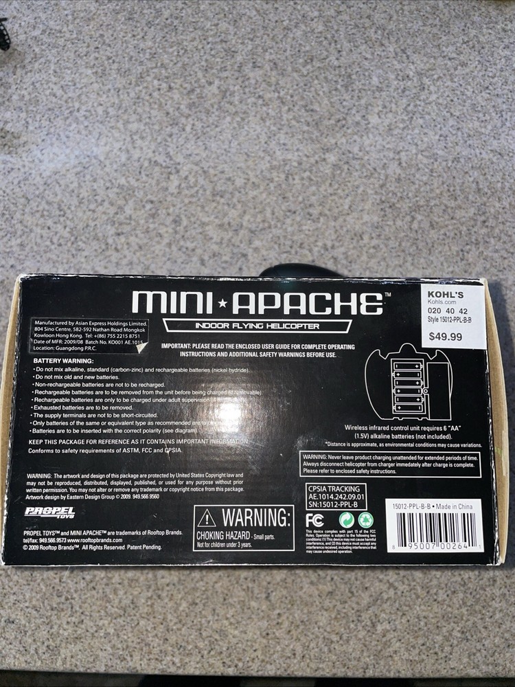 MINI APACHE Indoor Flying Helicopter Rooftop Brands New Open Box