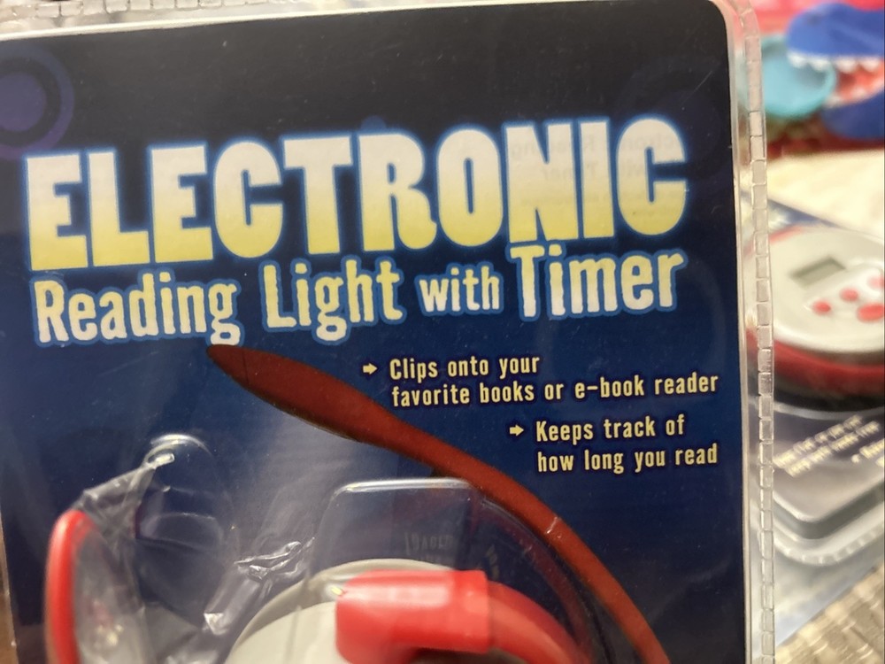 4 X Electronic LED Book E-Reader Clip On Reading Light Lamp with Timer Lies Flat