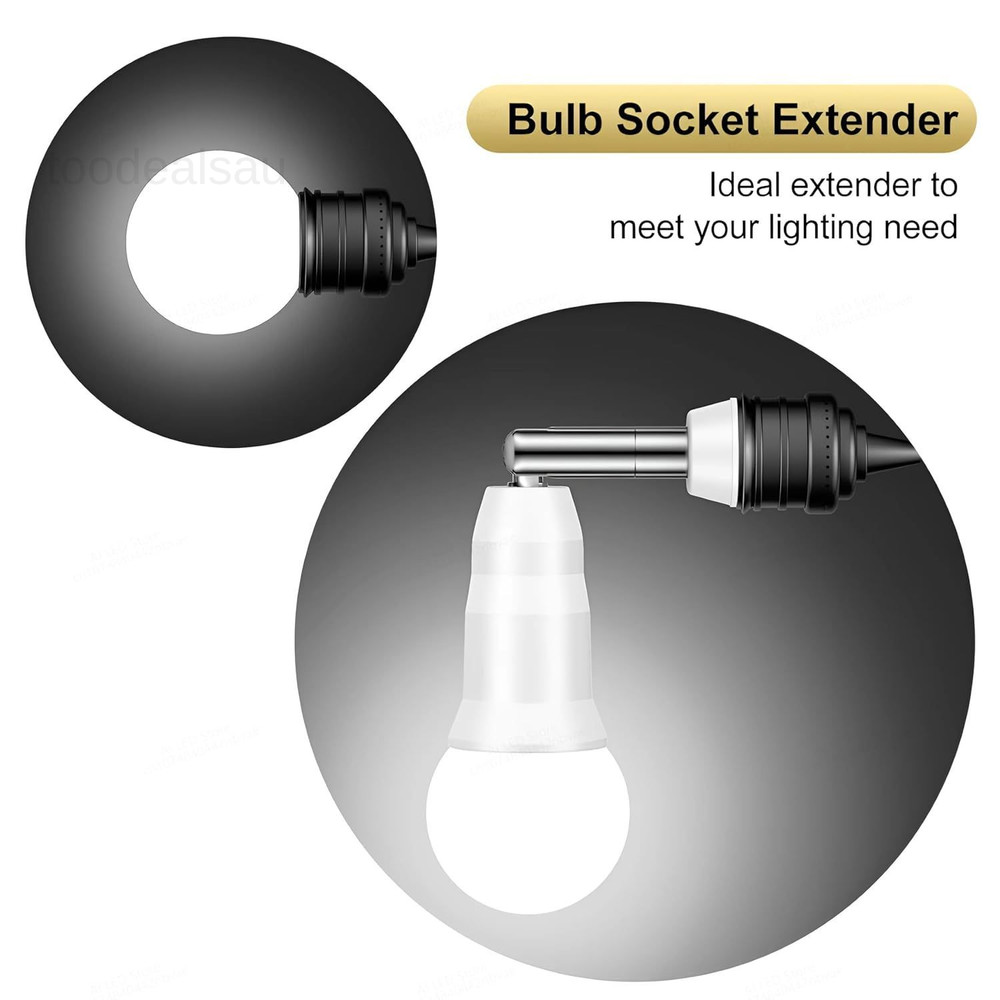 E26/E27 Light Socket Extender, 4.5 Inch Extension white