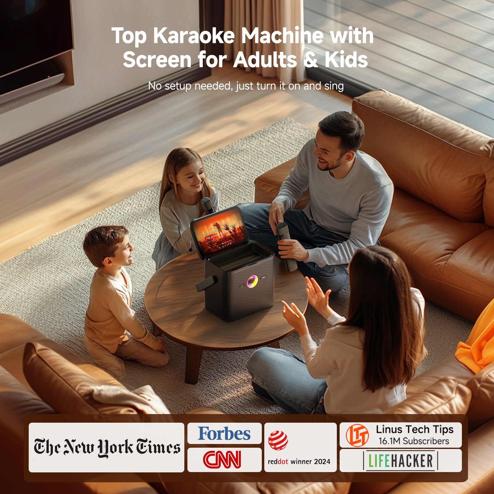 Ikarao Shell S3 Karaoke Machine, 80W Speaker, with Lyrics Display Screen