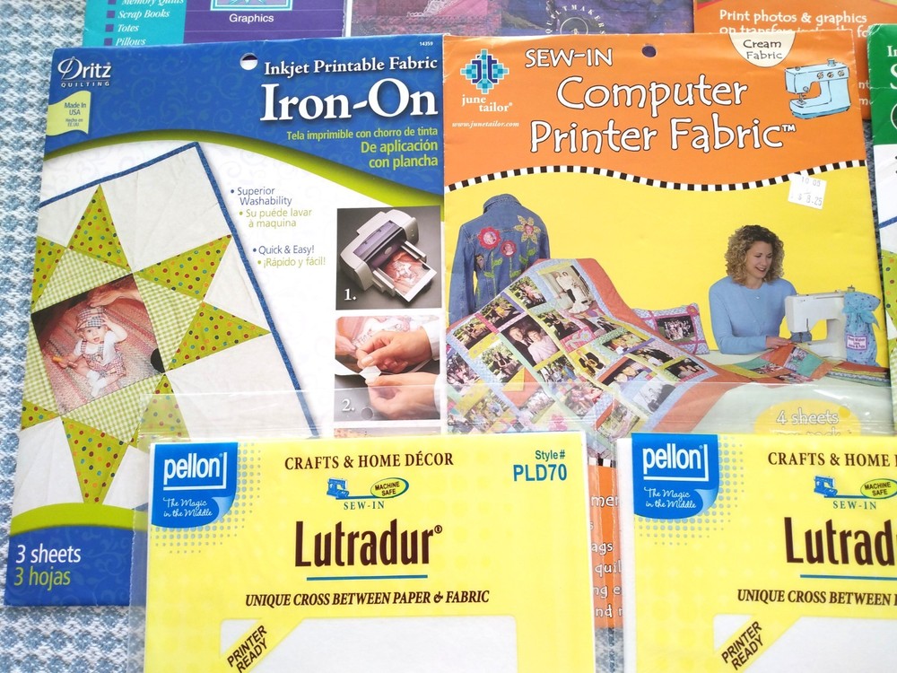 Lot 8 pkgs COMPUTER PRINTER FABRIC crafts, printable fabric, photo transfer