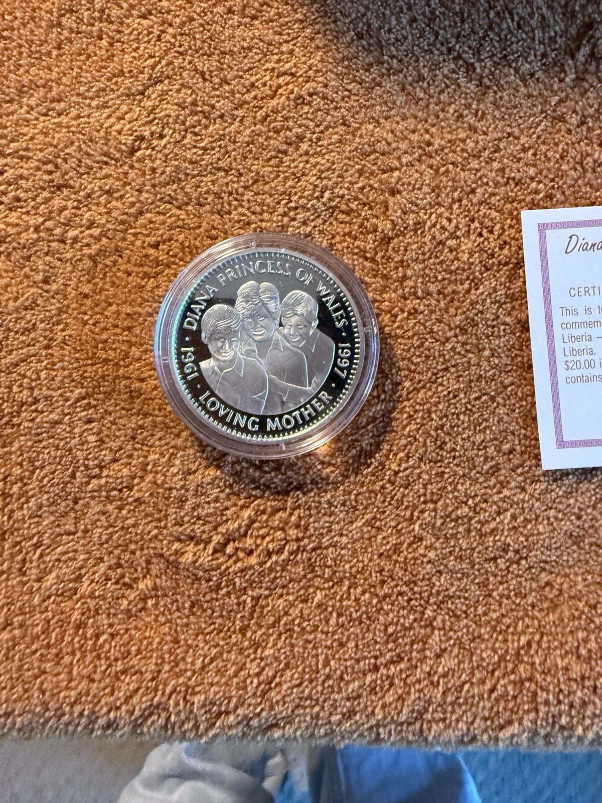 1997 Liberia $20 Dollars Princess Diana 1 OZ Silver 0.999 With Certificate