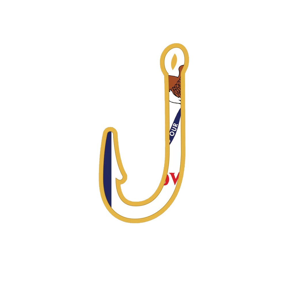 Iowa Fish Hook Sticker Decal