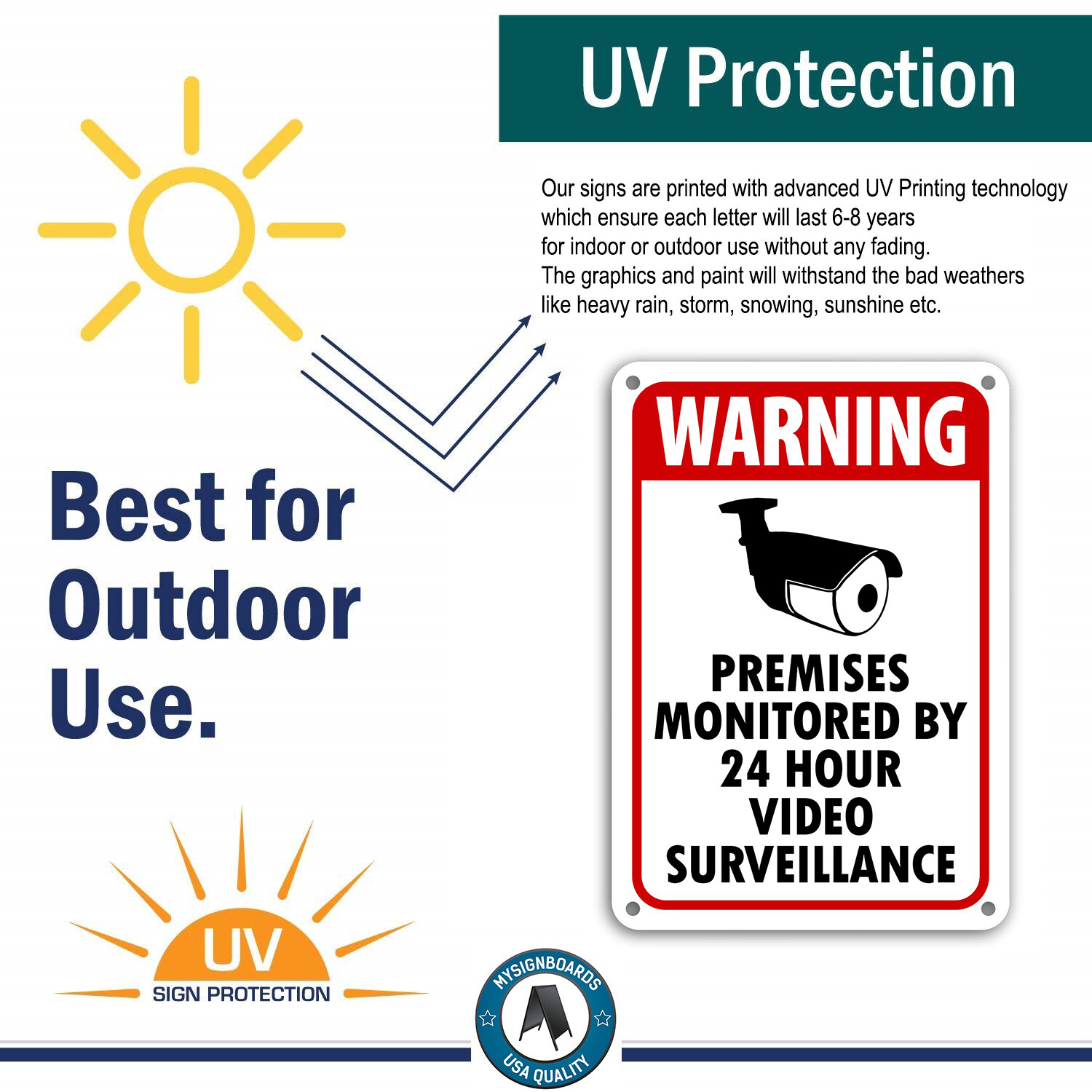 Warning Video Surveillance Sign Video Monitor Sign under 24 hour cctv BURGLAR