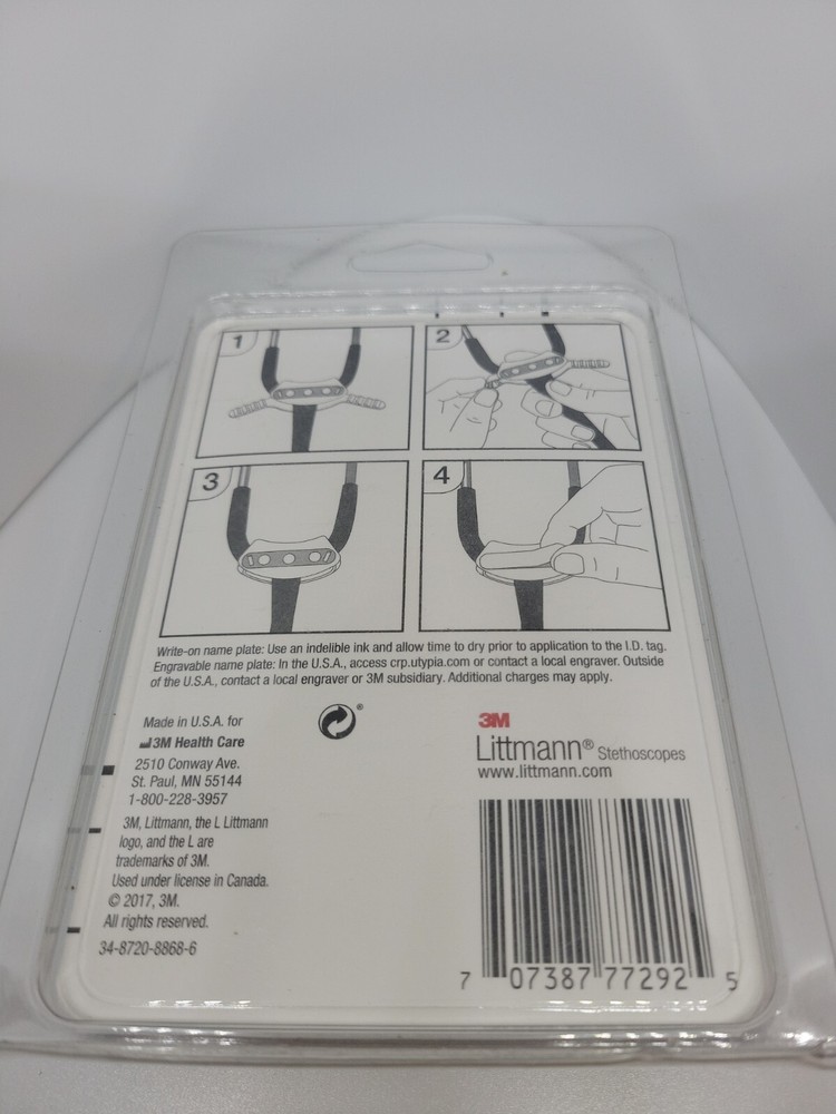3M Littmann Stethoscope Identification Tag Black Engravable/Write-on Name Plate