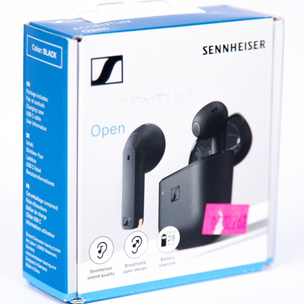 Sennheiser ACCENTUM Open Wireless Bluetooth Earbuds - Black - Open Box