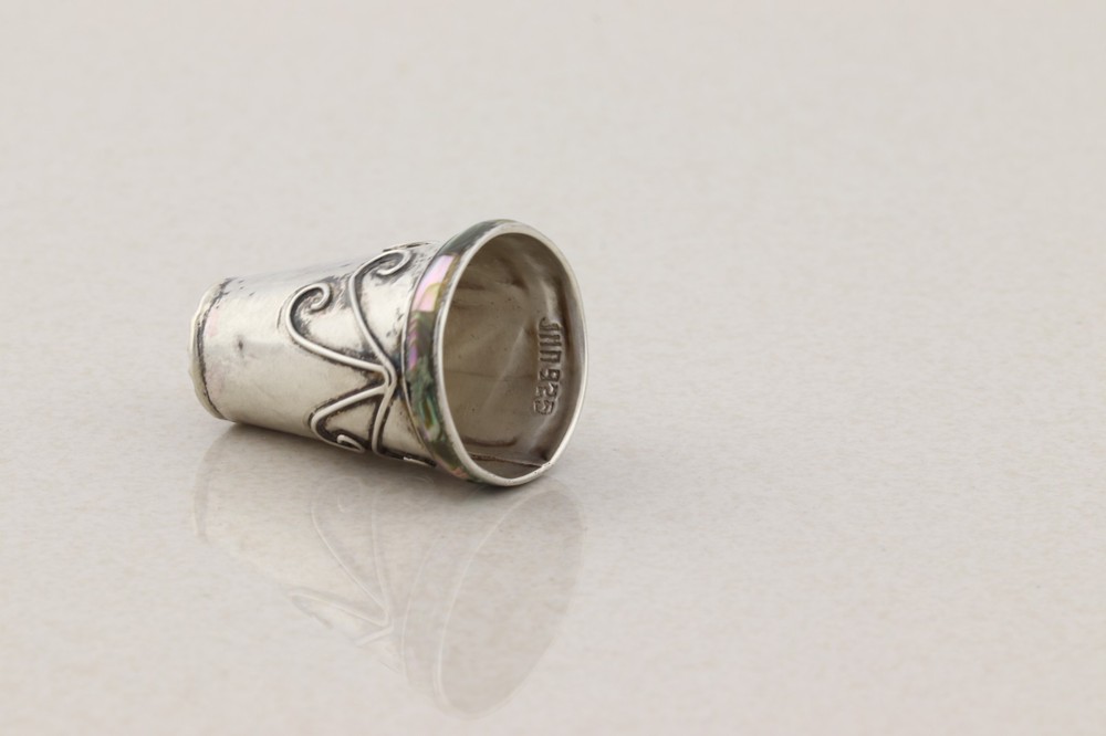 Sterling Silver Abalone Thimble 11/16" Opening Size 11