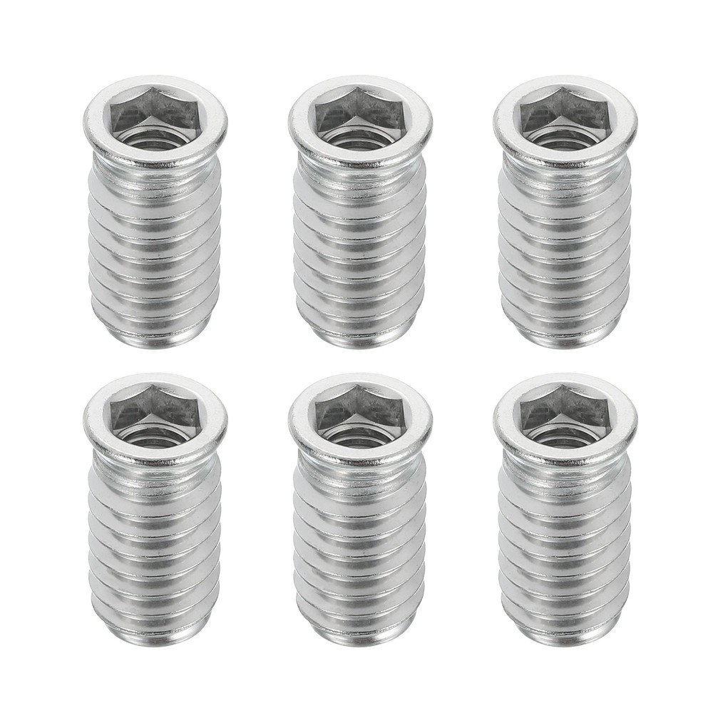 6Pcs Threaded Inserts Nuts, M8x25mm Hex Socket Drive Nut Inserts for Wood