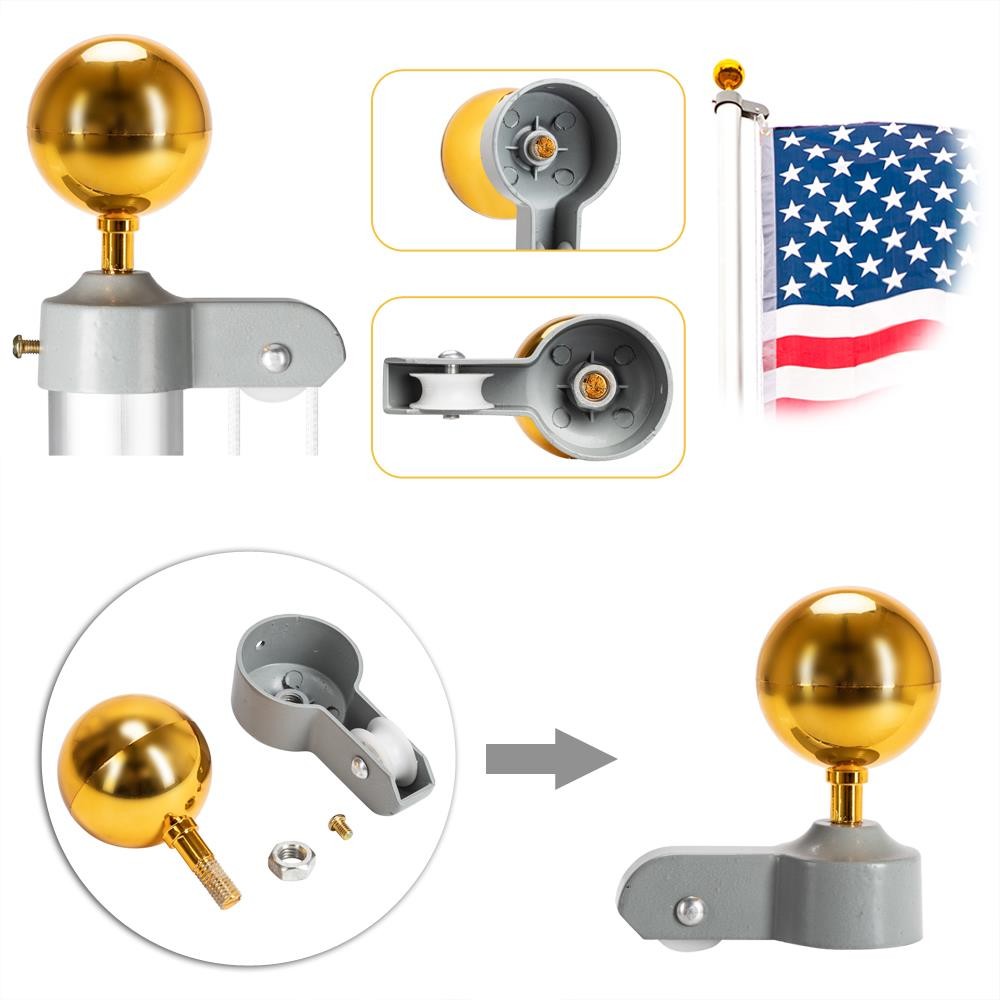 Heavy Duty Aluminum 20' Sectional Flag Pole Kit With 2 Pcs US Flag Kit