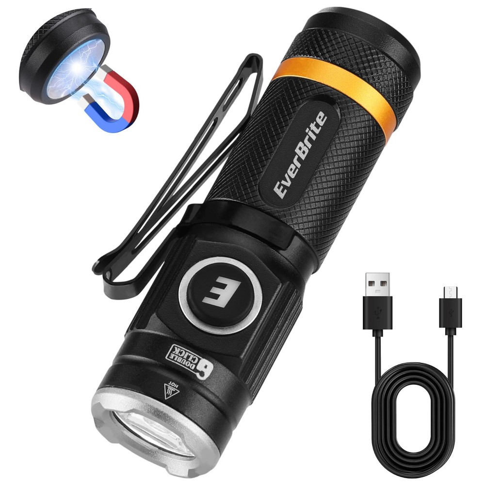 EverBrite Mini Flashlight, Rechargeable Flashlight with USB C Cable 500 Lumens