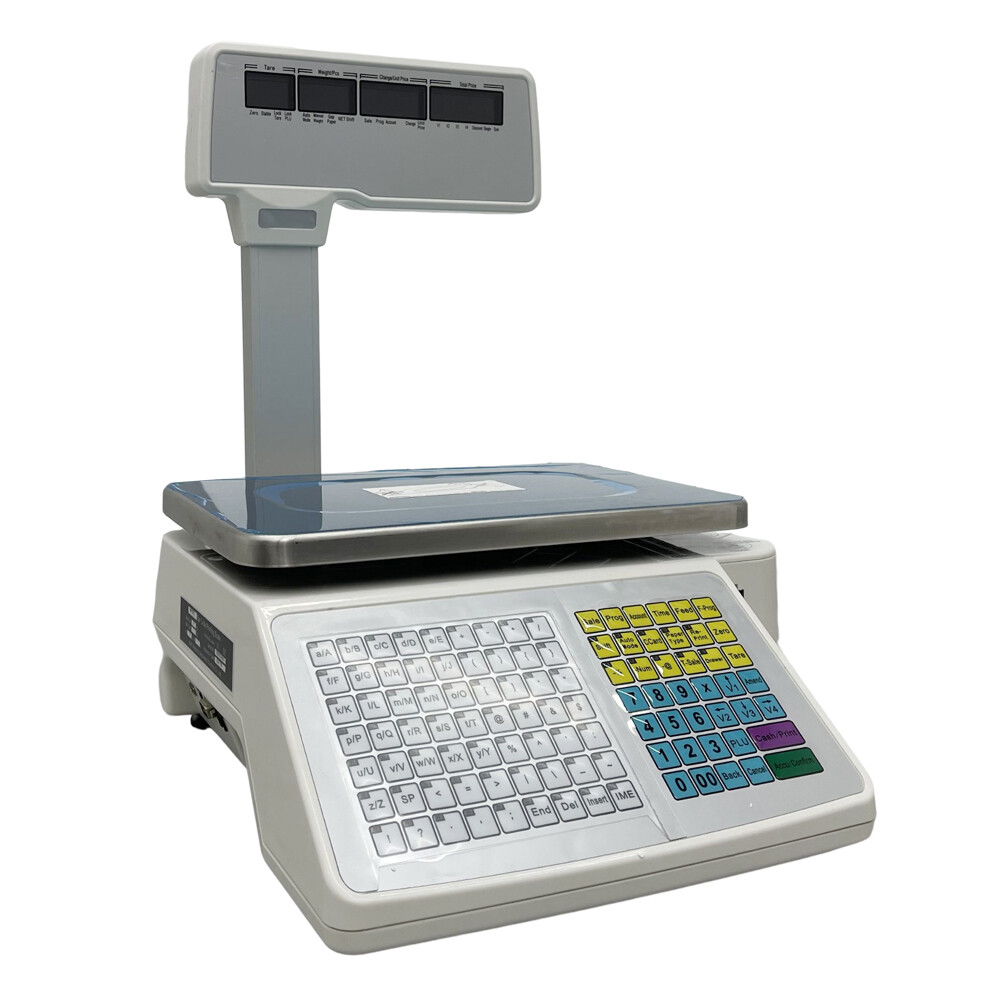 110V Commercial Digital Price Computing Scale Thermal Label Printer 4window Pole