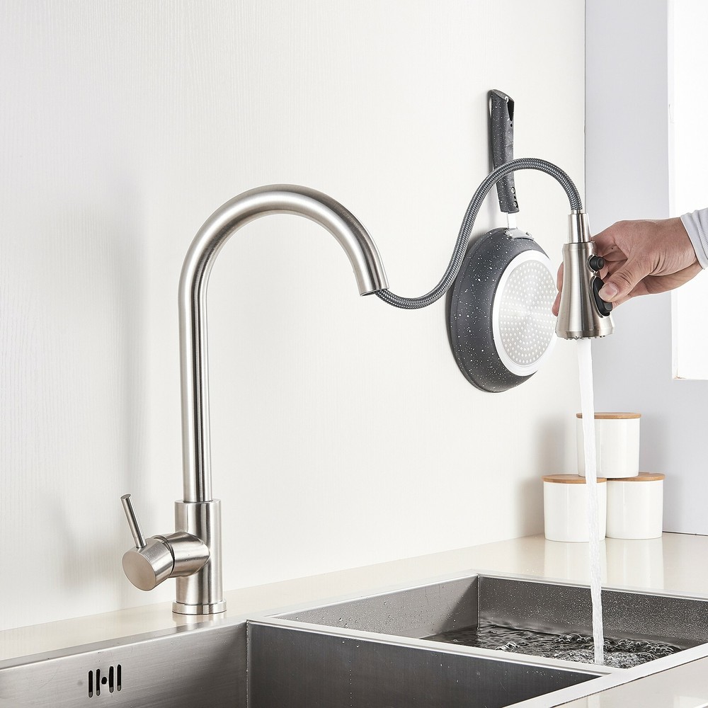 Brushed Nickel Touch sensor Kitchen Sink Faucet Pull Down Sprayer Automatic Taps