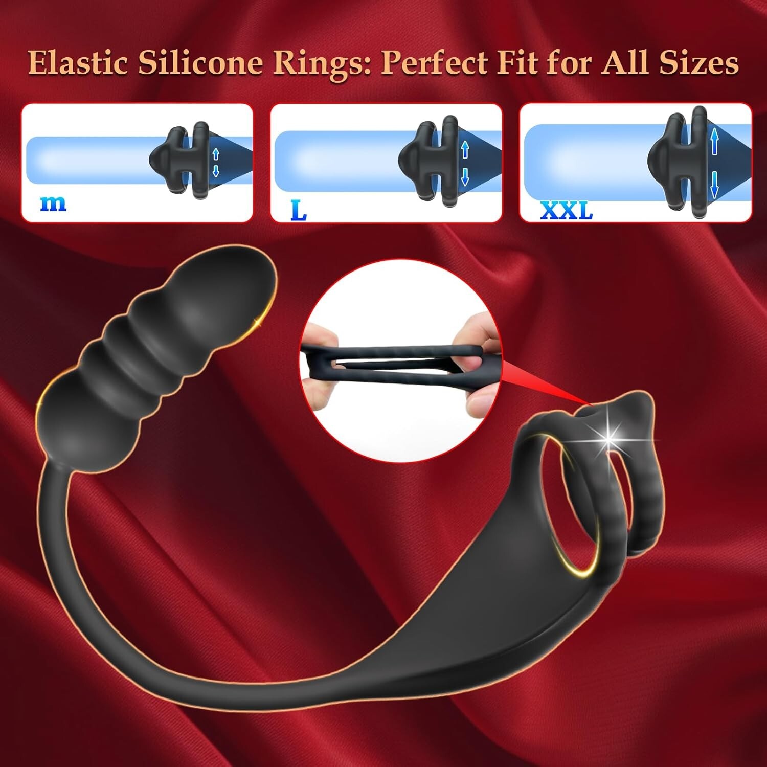 Thrusting Prostate Massager With Cock Ring Taint Vibrator Sex Toy For Men