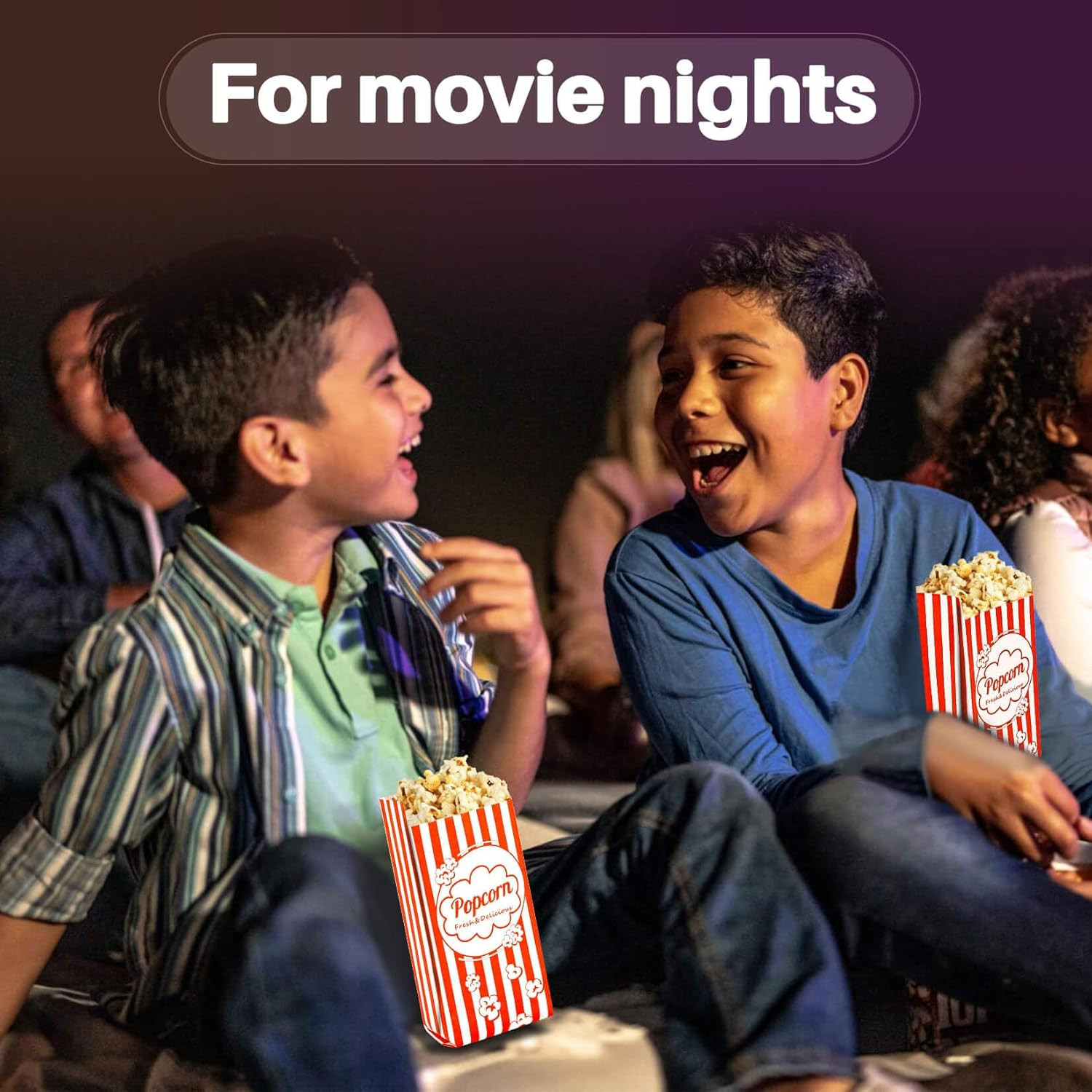 100PCS Disposable Popcorn Bags Bulk Red White Striped Paper Snack Party Favor