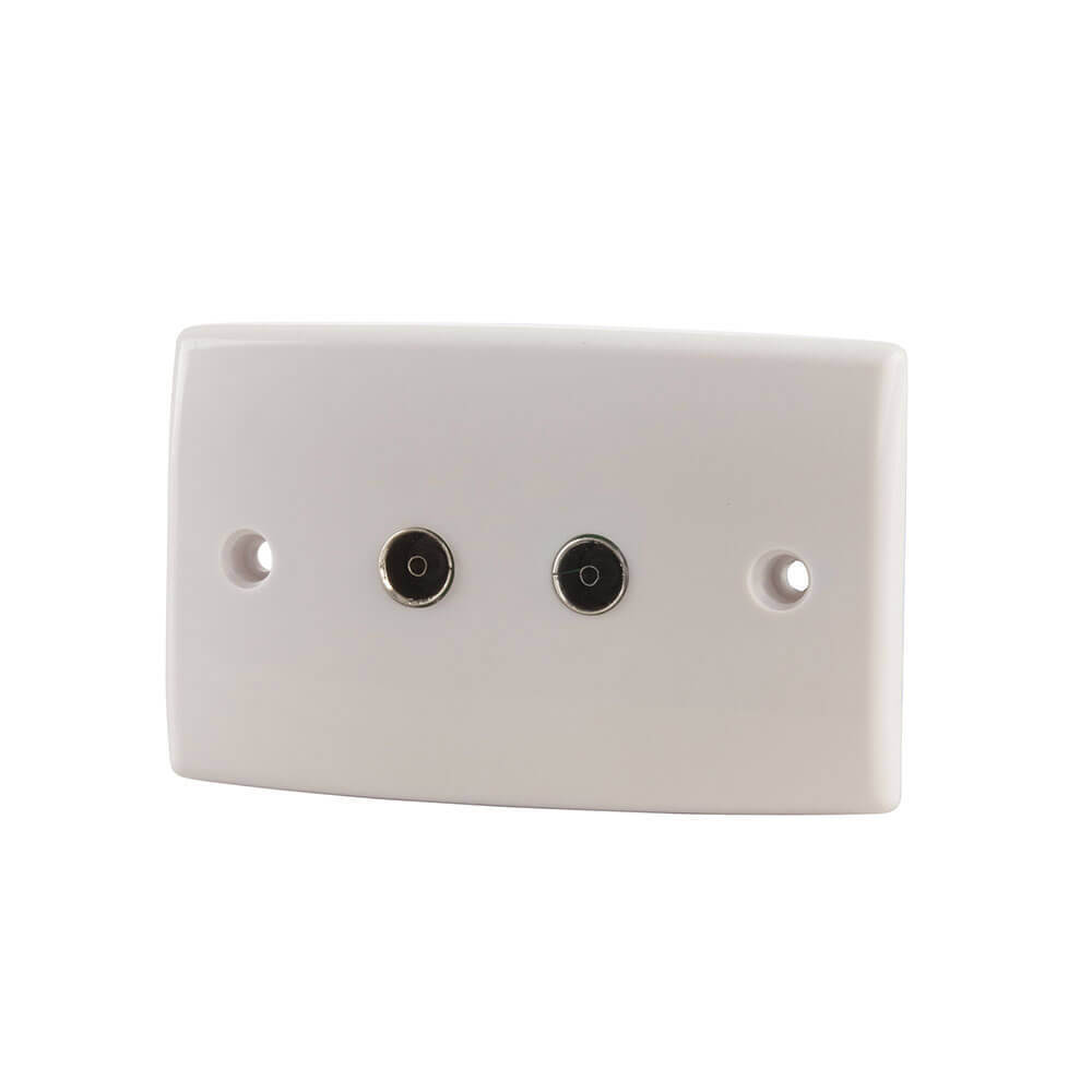 Wall Plate With 2 Pal Socket TV And FM Standard Power Point Size High Quality