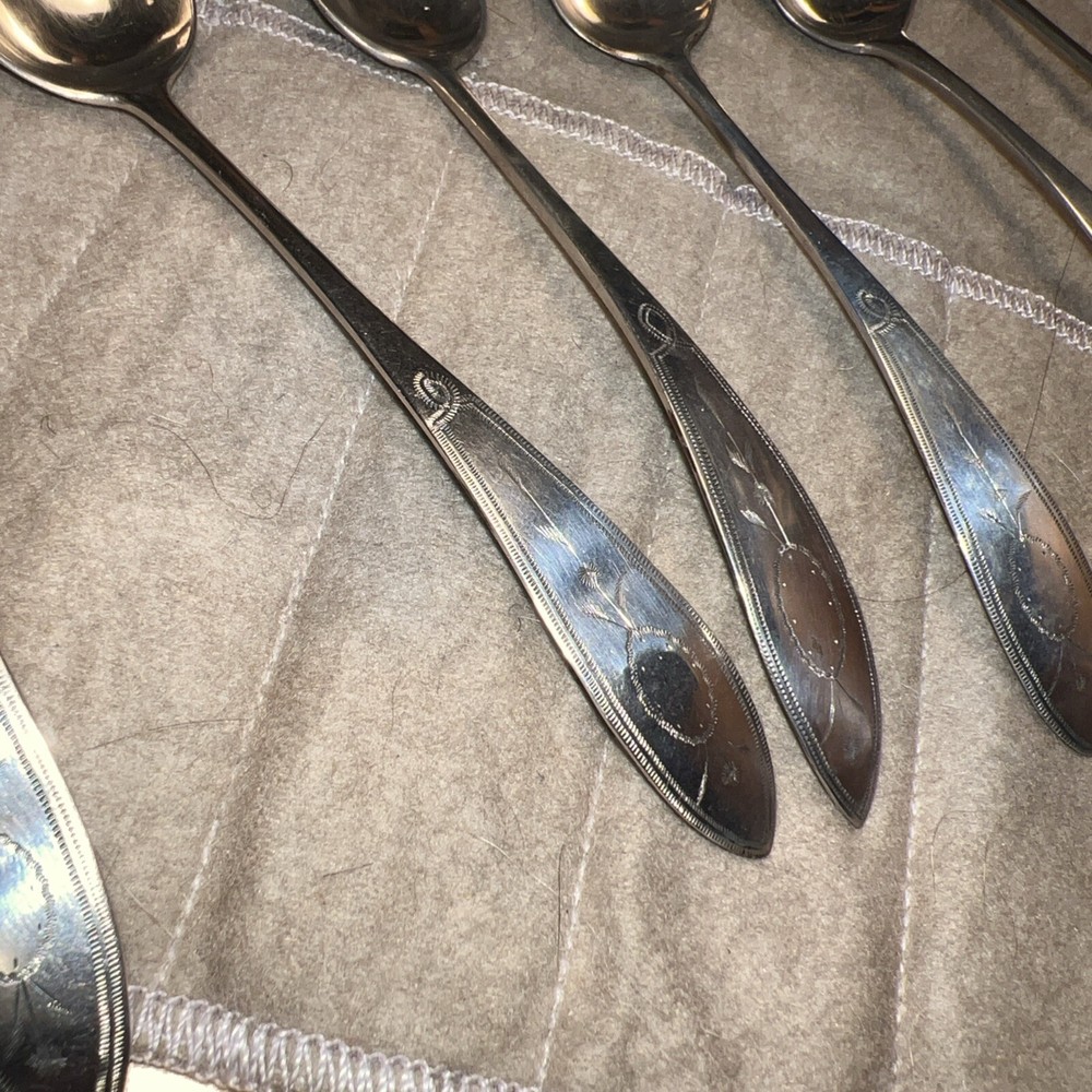 Antique Dutch 833 Silver Grapefruit Spoons Set-6