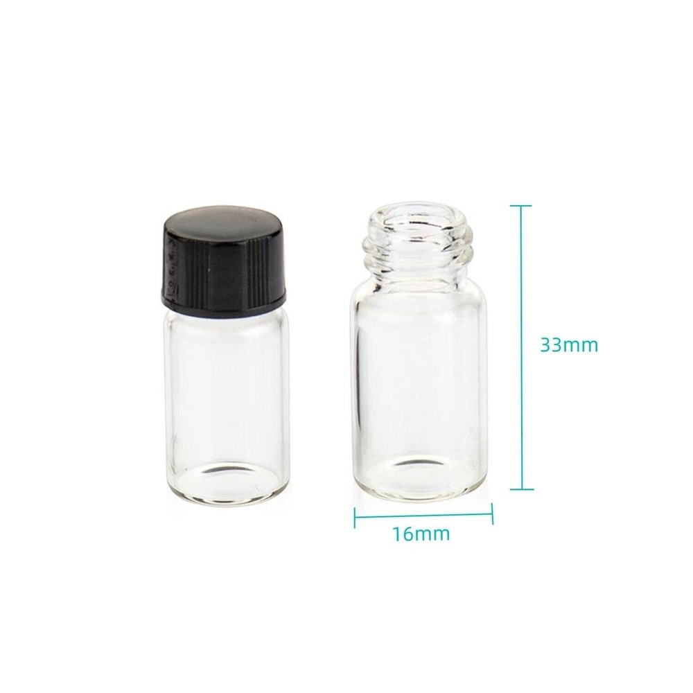 50pcs 3ml Mini Small Clear Glass Bottles Empty Sample Vials Jars with Screw Caps