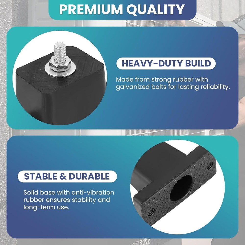 4-Pack Rubber Vibration Isolator Mounting Bracket - Noise Reduction for AC Units