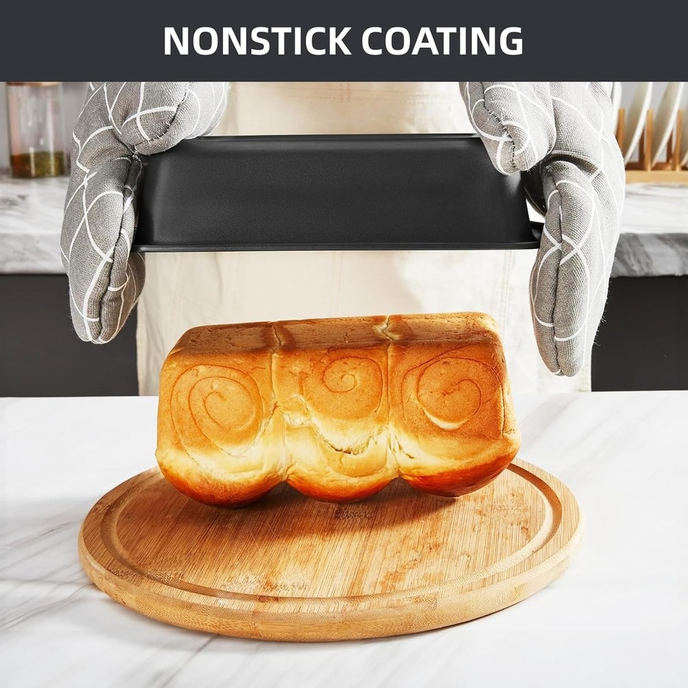 Baking Pans Set, 5-Piece Nonstick Bakeware Sets with Round/Square Cake Pan, Muff