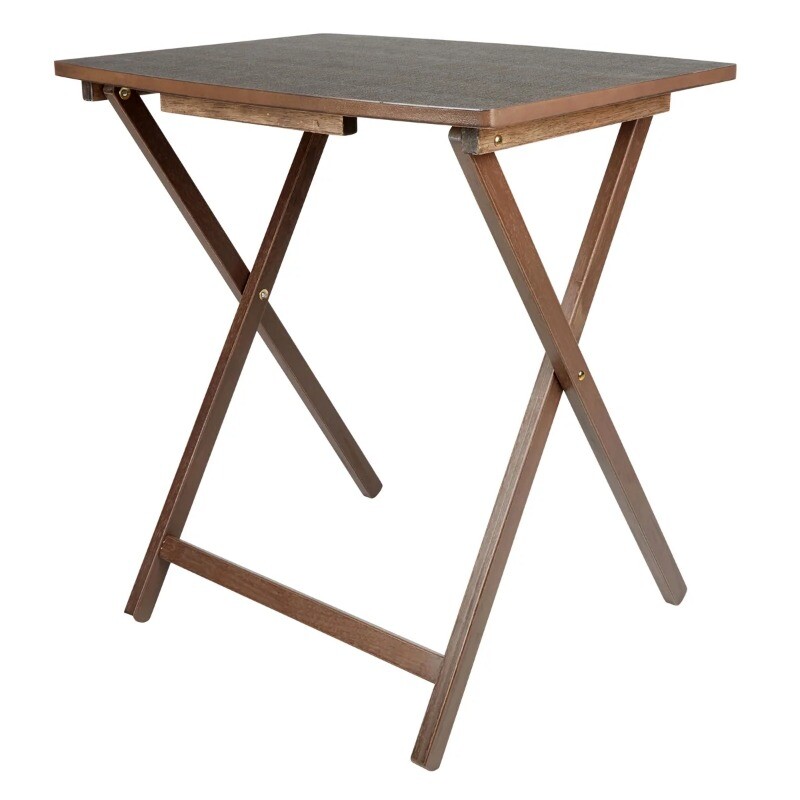Rustic Gray Oversized Tray Table - Indoor Folding Design, 26" x 23.6" x 17.7"