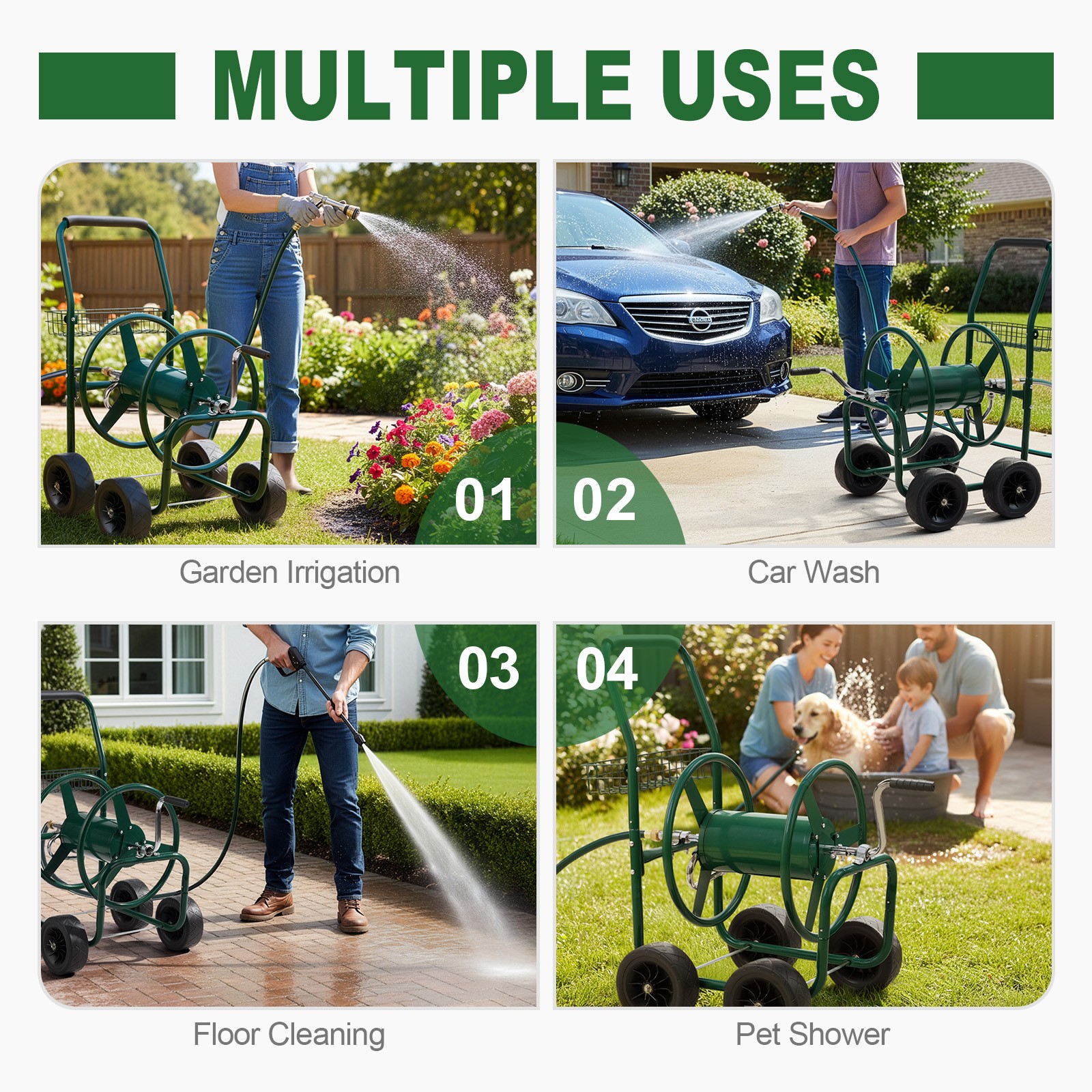 Hose Reel Cart for Garden Water Hose, Holds Up to 250 ft