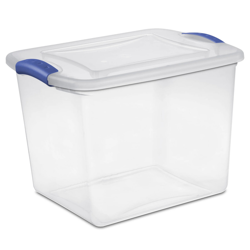 (2 Pack) 27 Quart Medium Latching Storage Bin, Clear Plastic Stoarge Conatiner