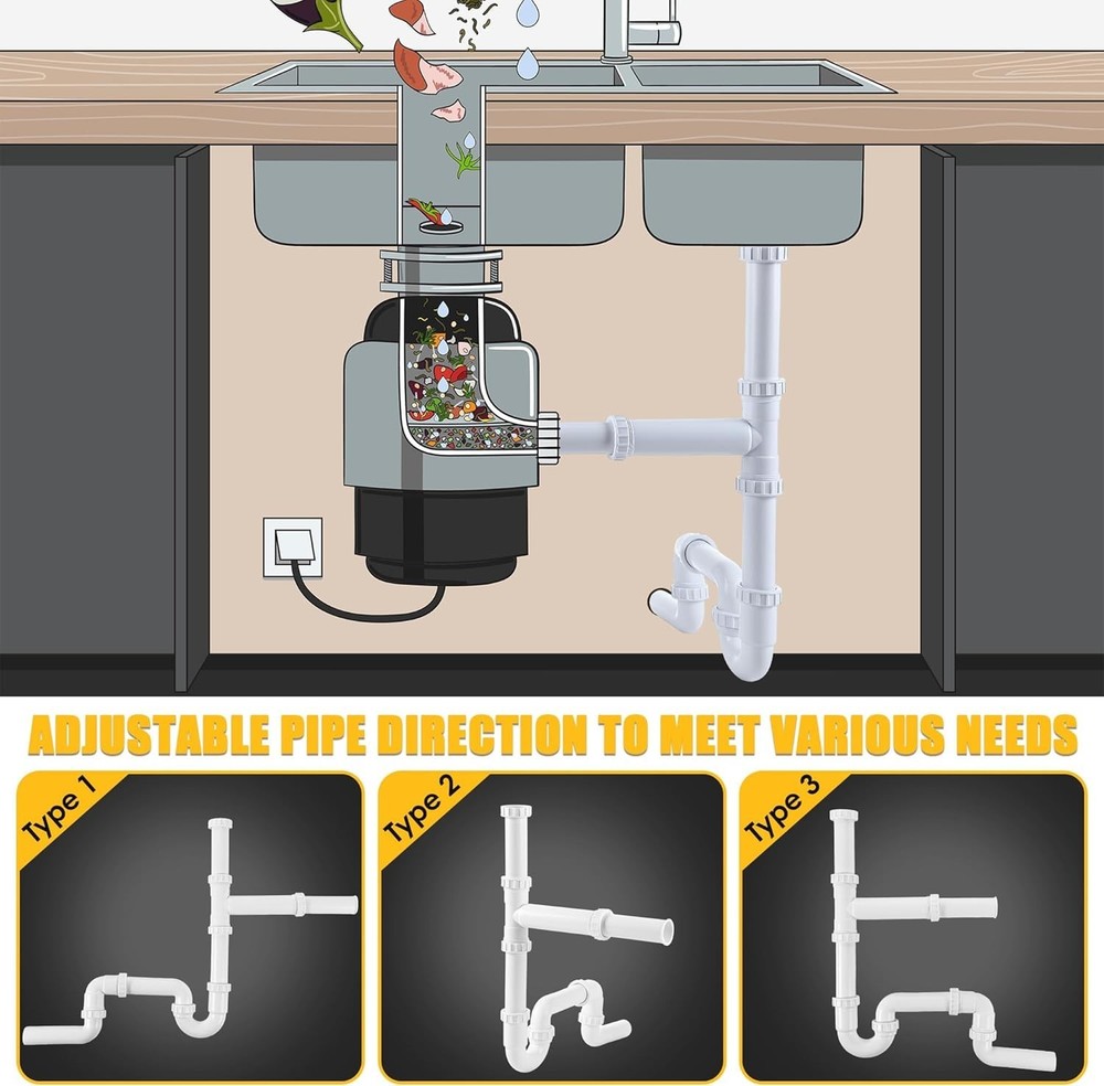 27 Pcs Garbage Disposal Installation Kit Complete Kitchen Sink Drain Pipe Kit...