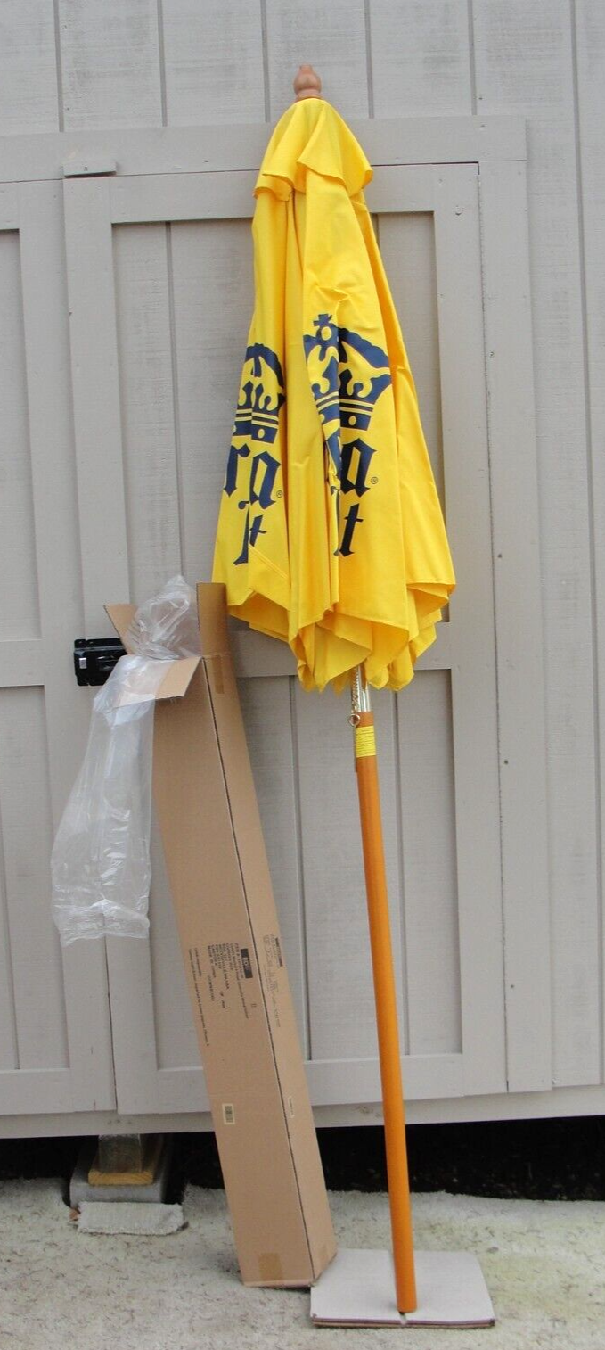 CORONA LIGHT BEER 👑 PATIO MARKET UMBRELLA YELLOW CANVAS WOOD POST 7' NEW IN BOX