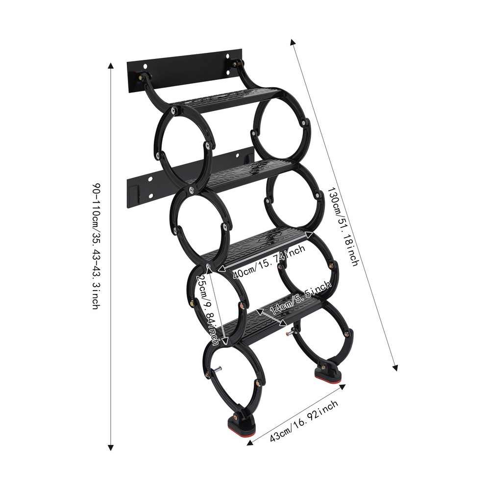 4 Steps Wall Mounted Attic Ladder, Pull Down Telescoping Step Ladder, Black New~