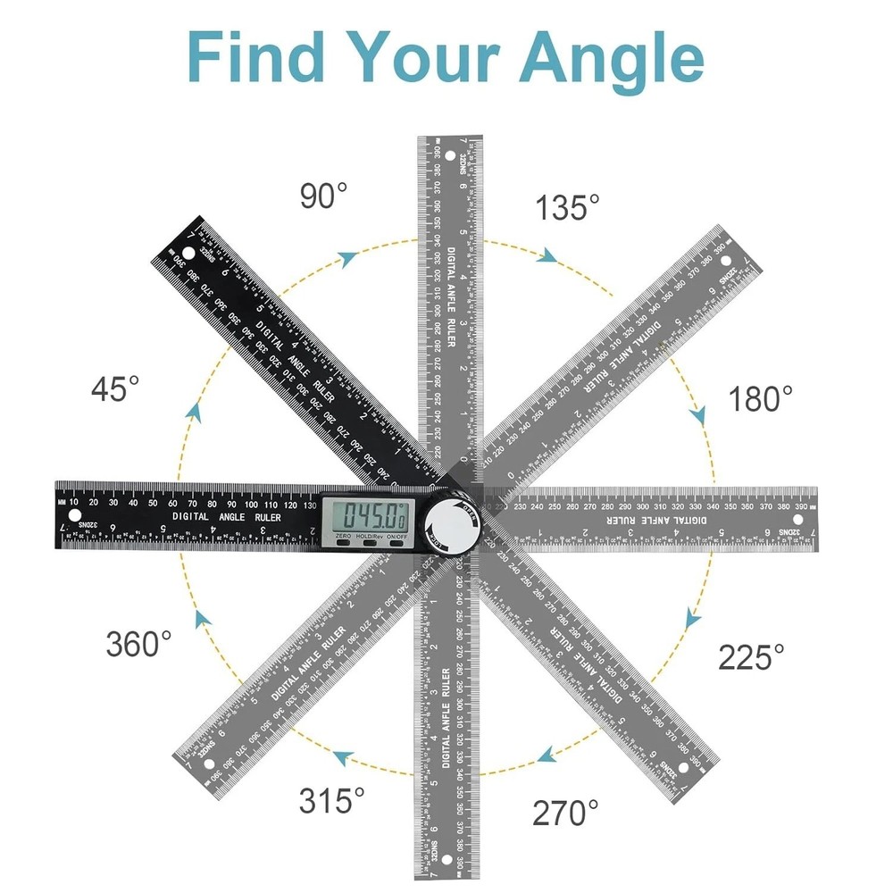 Third Generation Protractor Angle Finder, Digital Angle Ruler with 7Inch/200Mm,