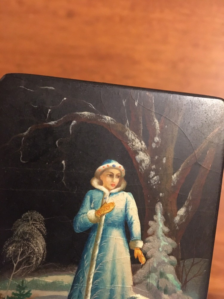 Russian Mache Lacquer Box Lady Nicely Done