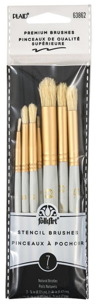 FolkArt Short Handle Stencil Brush Set 7/Pkg- - 3 Pack