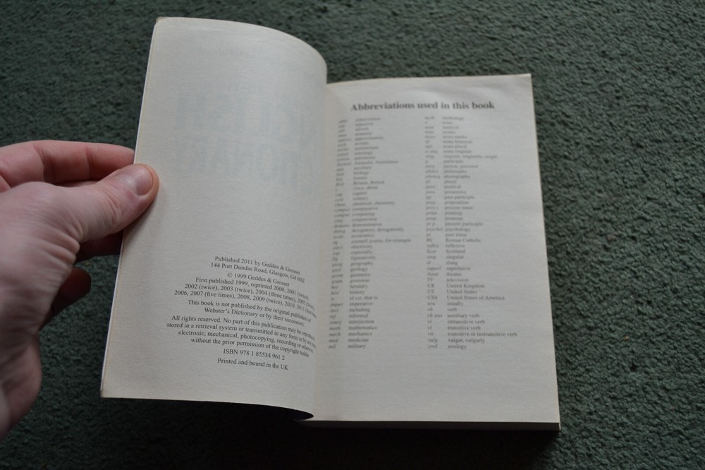 Webster's Reference Library Concise Edition English Dictionary Paperback 2011