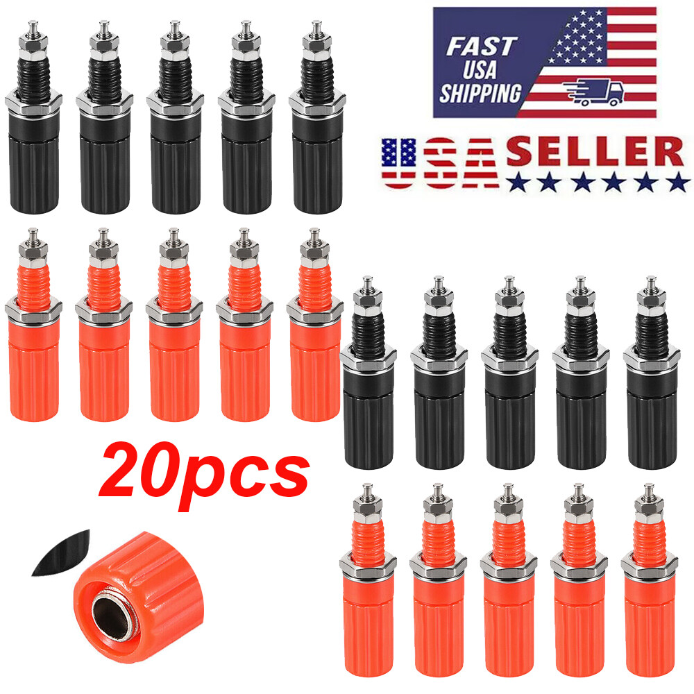 20PCS Binding Post M8 Thread Amplifier Connector Banana Plug Jack Socket US