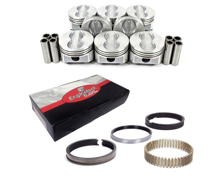 Flat Top Pistons & Pins w/ Moly Rings for Chevrolet SBC 350 5.7L