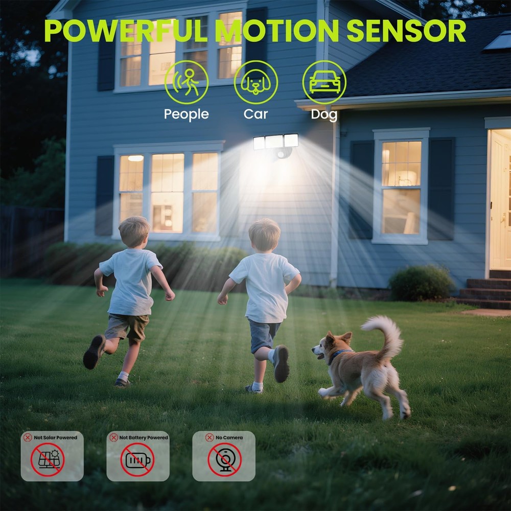 7500LM LED Security Light Motion Sensor Outdoor Lights, Adjustable 3 Head LED...