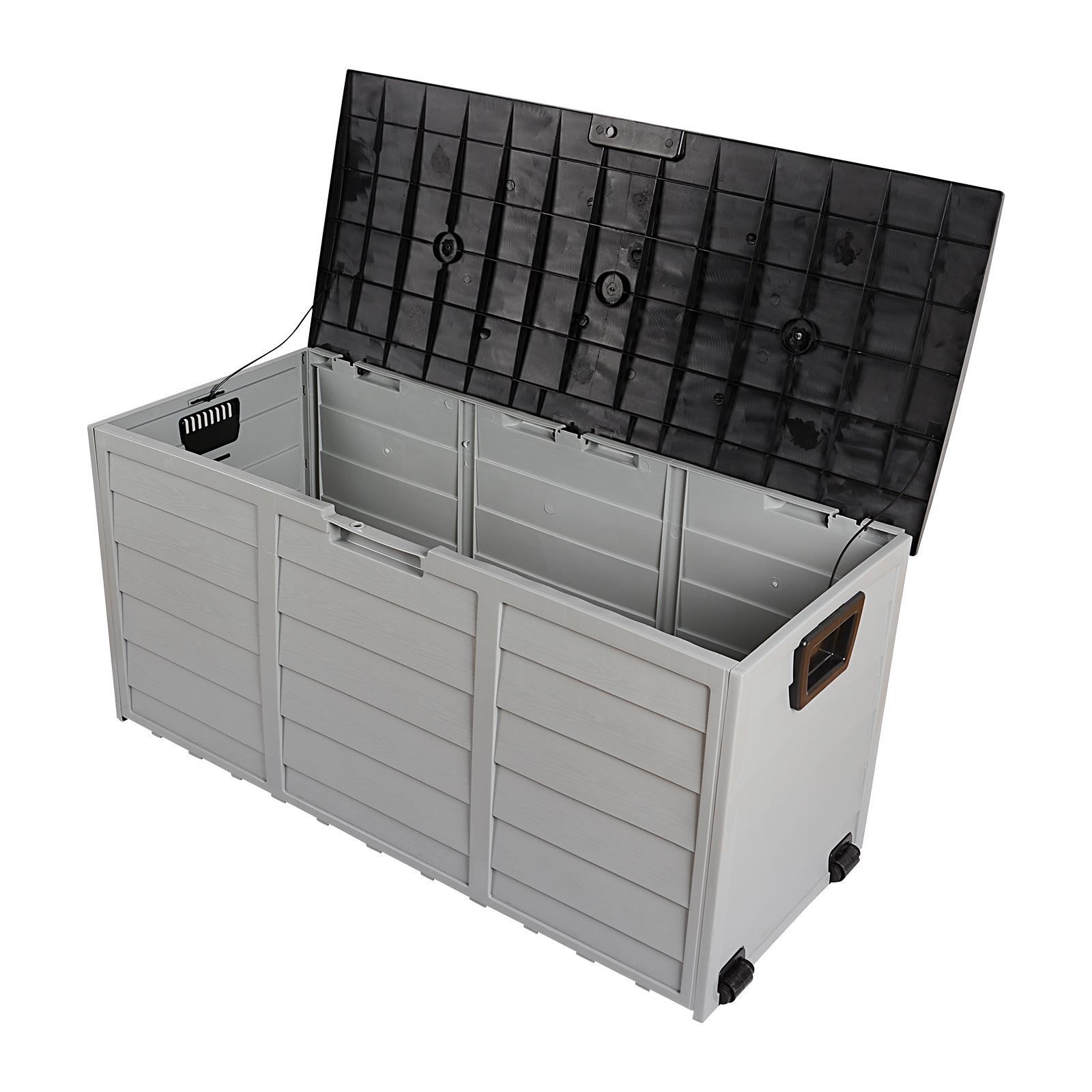 All-Weather Deck Box Storage w/ Wheel UV Pool Shed Bin Backyard Porch 75 Gallons
