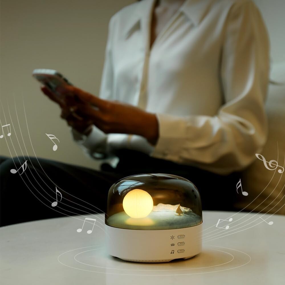 Bluetooth Wireless Portable Speaker + Moon Landscape bedside Lamp Rechargeable