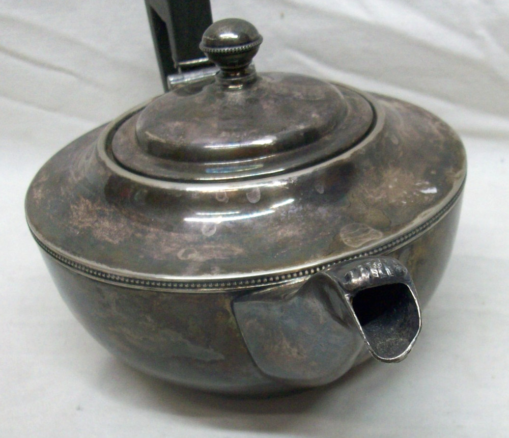 Antique Nickle Silver Teapot "W.M. Mounts" (USA) VG Condition (002040 T)