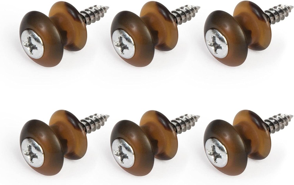Waverly Guitar Strap Button, Dark Tortoise Button, Chrome Screw - 6 Pack