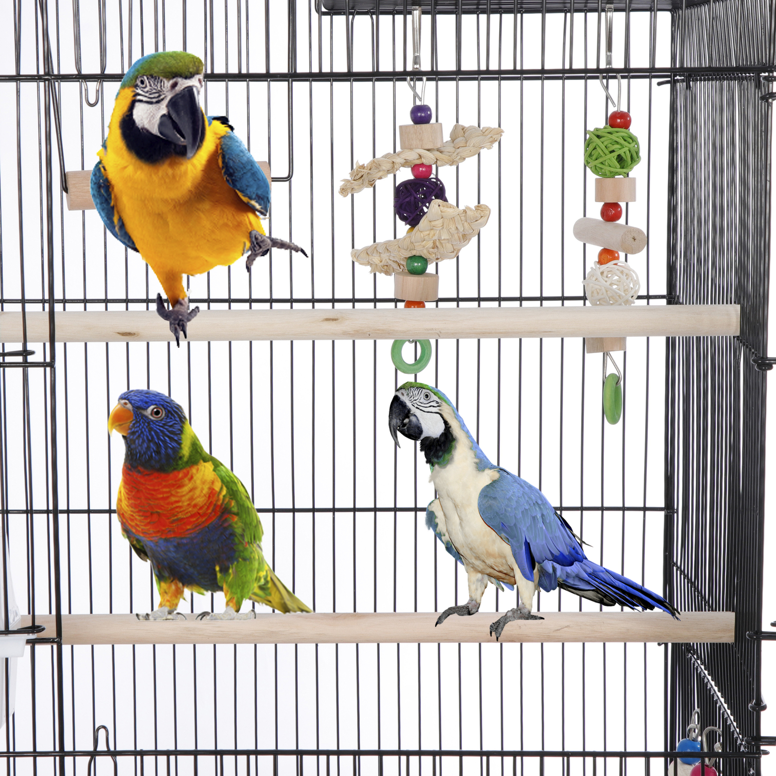 39-inch Roof Top Large Bird Cage Flight Parrot Cockatiel Parakeet Cage w/Toys