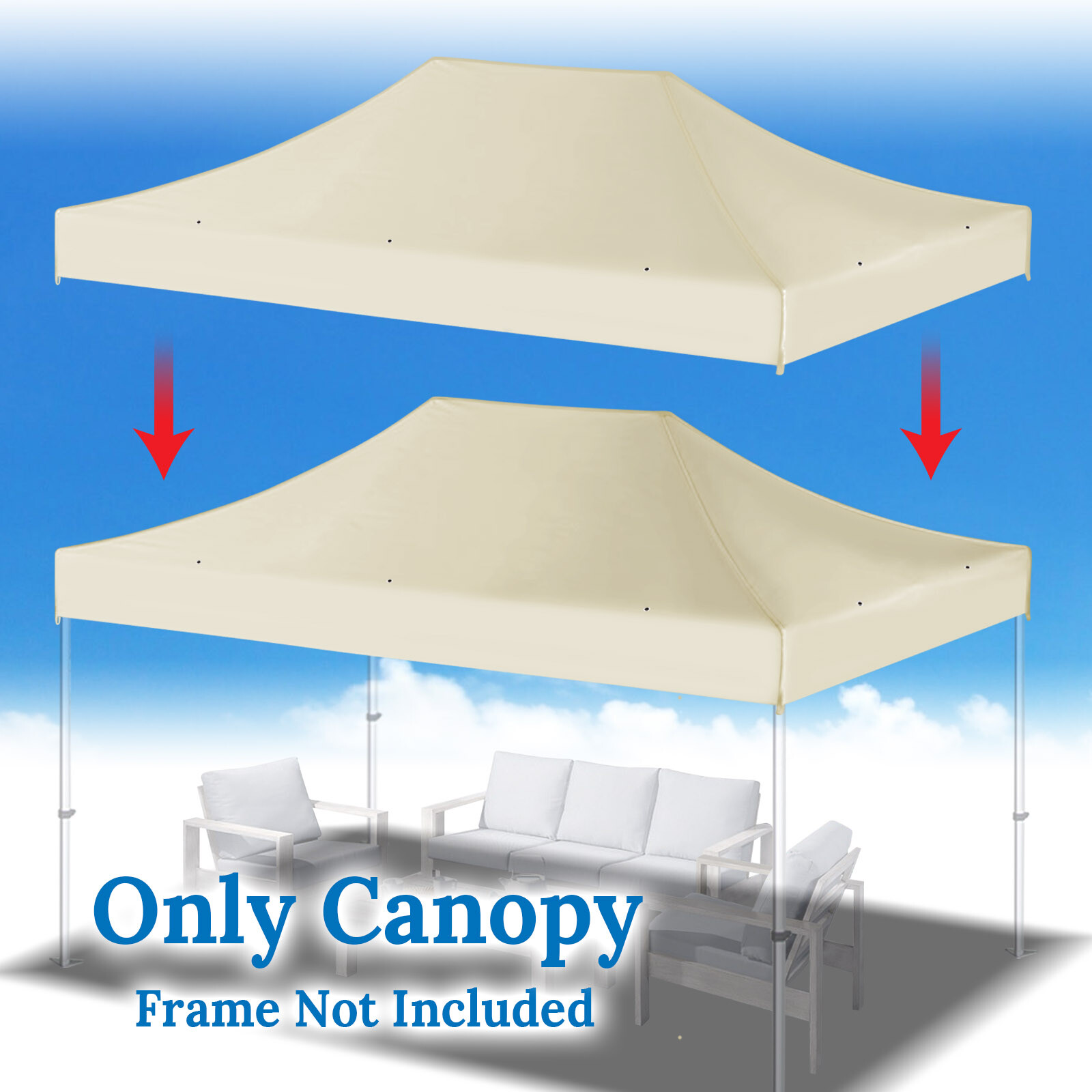 10'x15' Replacement Canopy Pop Up Tent for American Style Gazebo Polyester Cover
