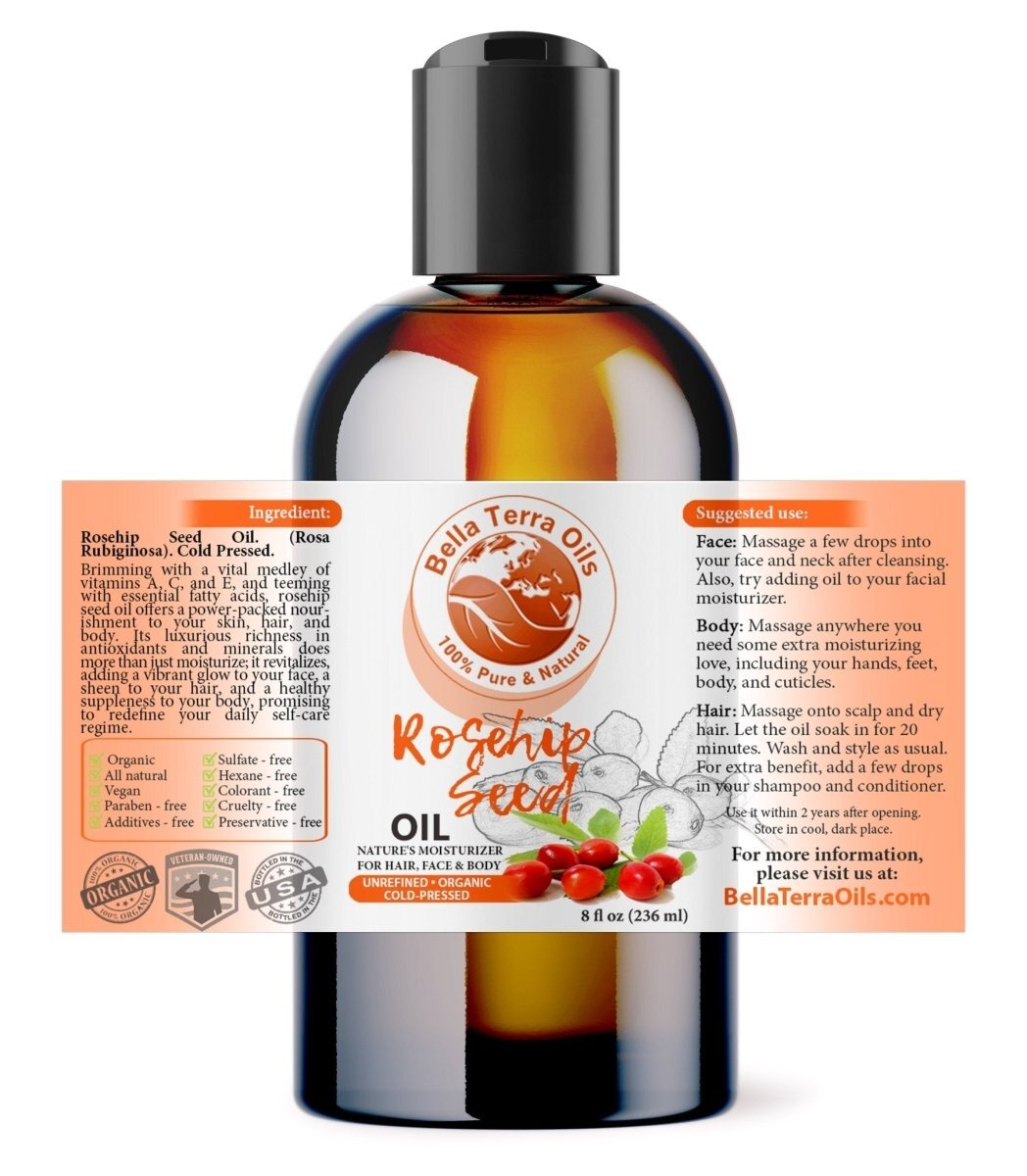 Rosehip Seed Oil: Cold-Pressed, Pure, Ideal for Skin Regeneration and Care