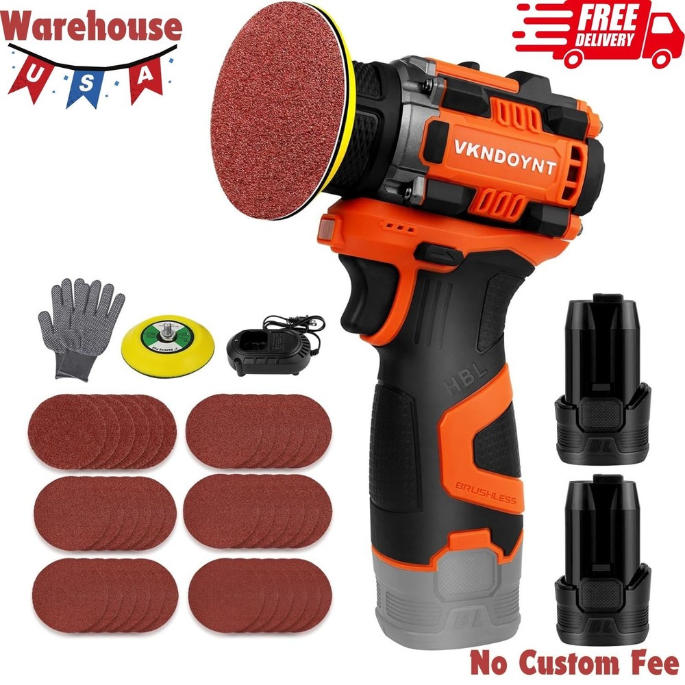 Brushless Small Sander with 36PCS Sandpapers, 2 Variable Speed Cordless Sander